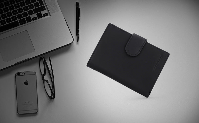 Matte blue leather wallet stylish design