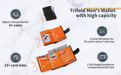 Stylish RFID blocking leather wallet in black