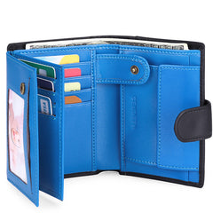 Matte blue leather wallet stylish design
