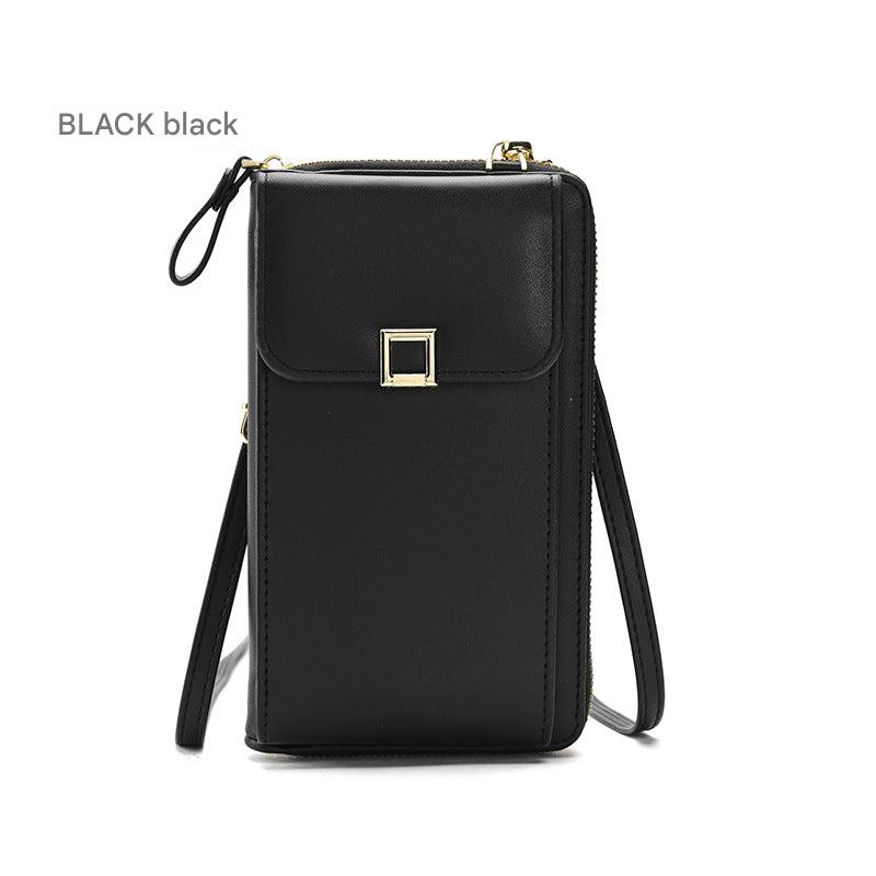 Interior card slots in women's crossbody bag