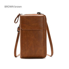 Various colours of women's crossbody wallets
