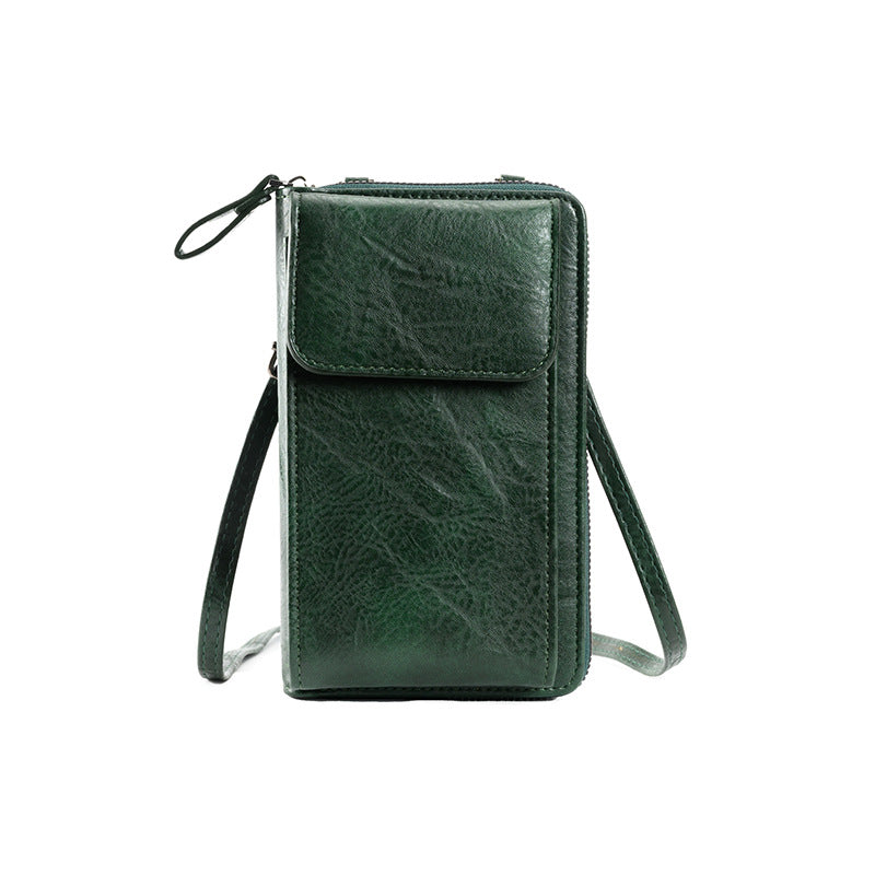 PU leather crossbody wallet with zipper closure