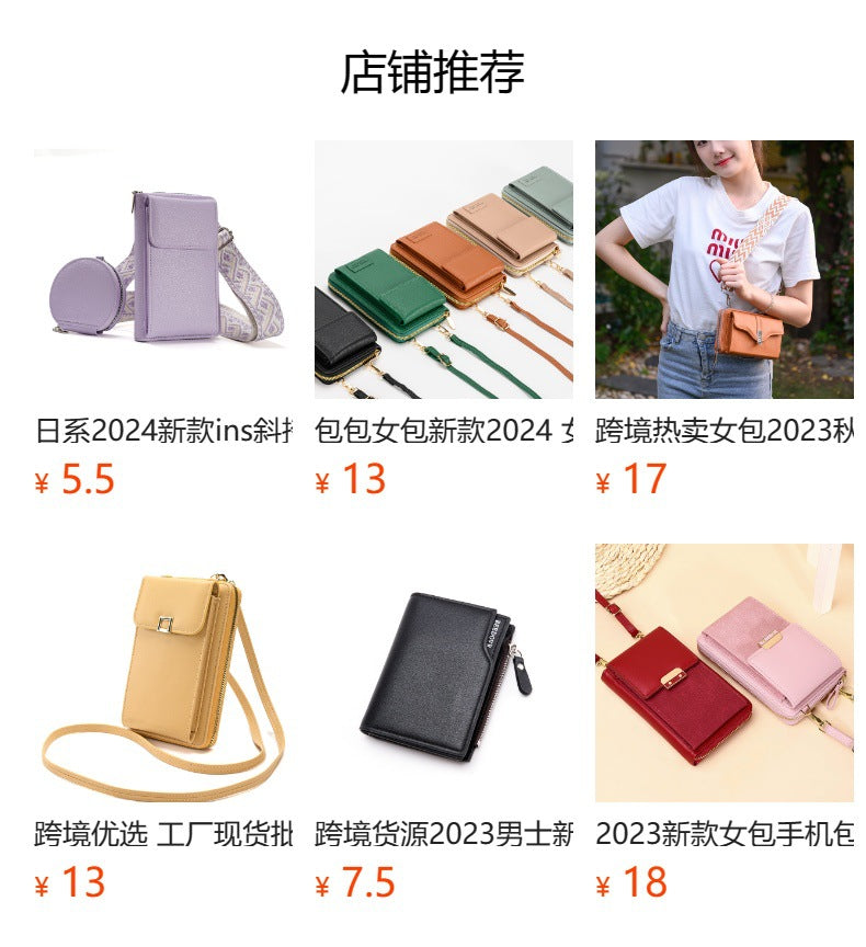 Detailed view of the women's crossbody wallet