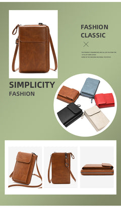 Lifestyle image of women using crossbody wallet