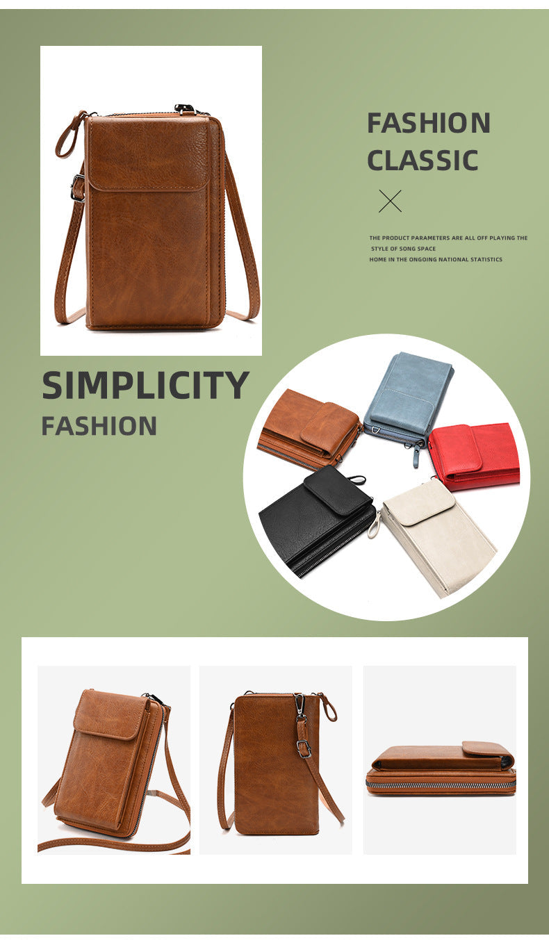 Lifestyle image of women using crossbody wallet