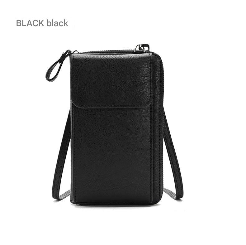 PU leather crossbody wallet with zipper closure