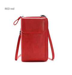 Detailed view of the women's crossbody wallet