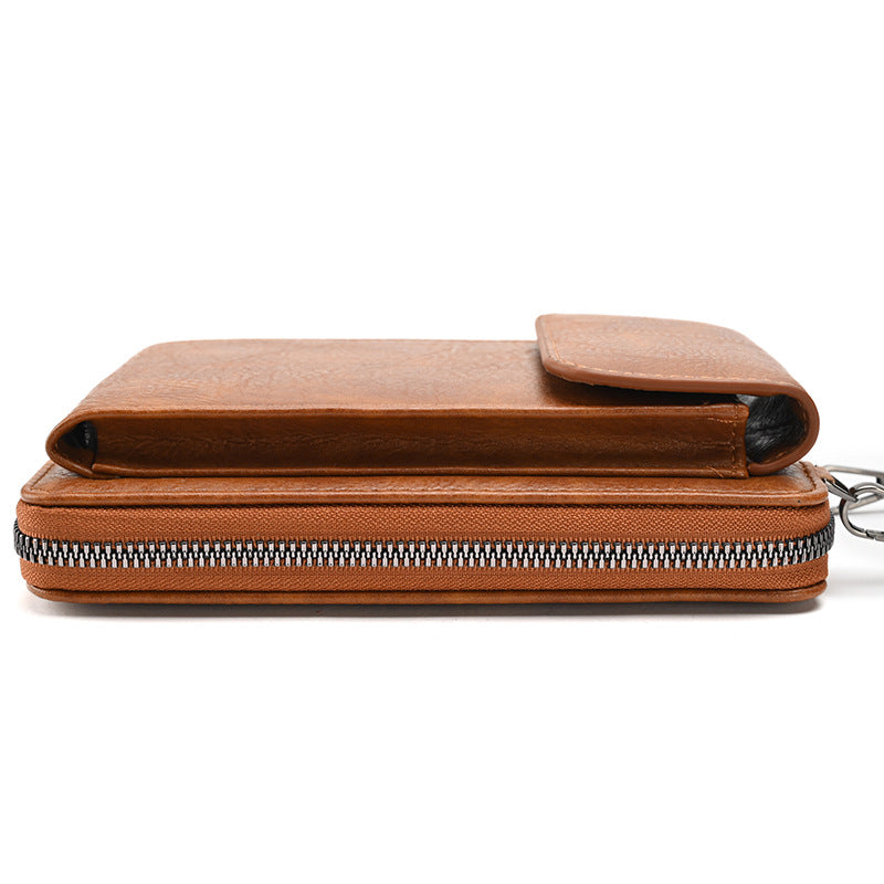 PU leather crossbody wallet with zipper closure