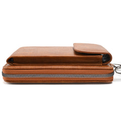 PU leather crossbody wallet with zipper closure