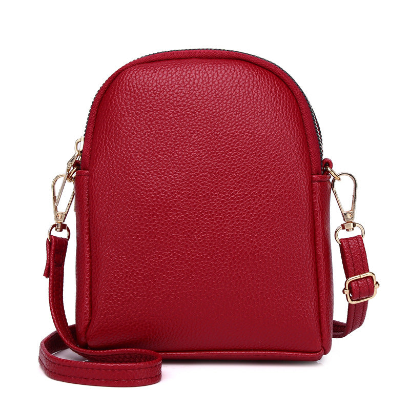 Chic Color-Block Mini Round Bag with dimensions shown