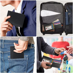 Men's Carbon Fiber RFID Wallet open interior view