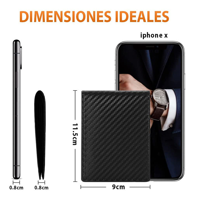 Men's Carbon Fiber RFID Wallet folded view