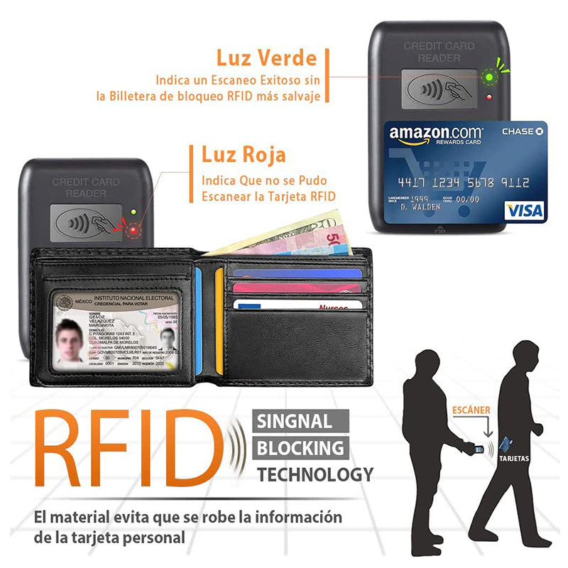 Men's Carbon Fiber RFID Wallet being used