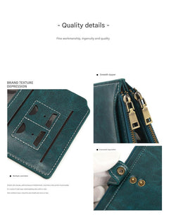Close-up of wallet materials and textures