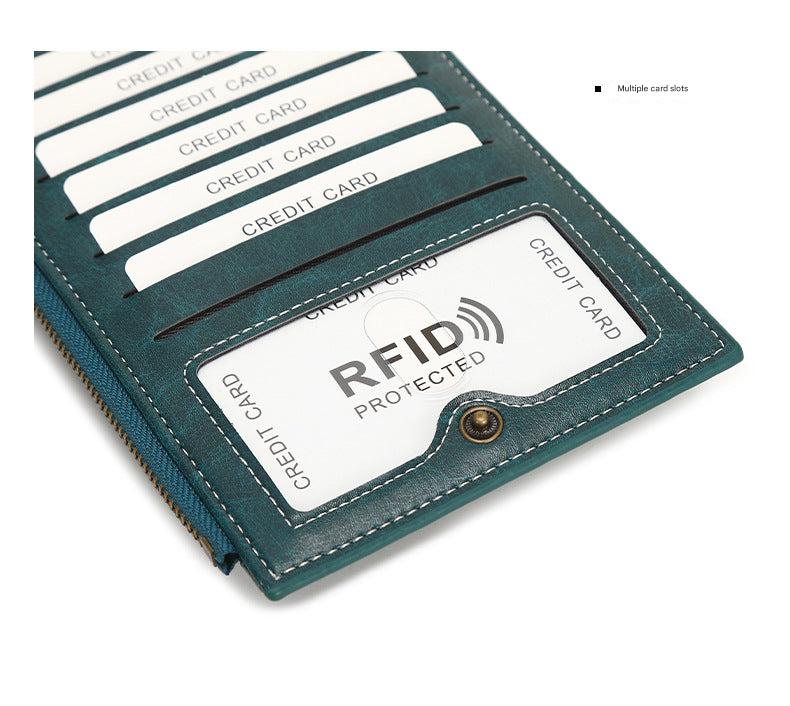 Wallet holding essential cards and a smartphone