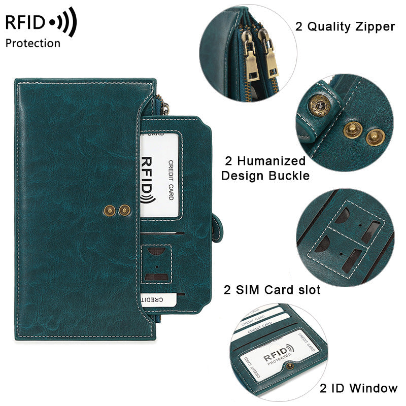 Elegant dual-zipper wallet layout