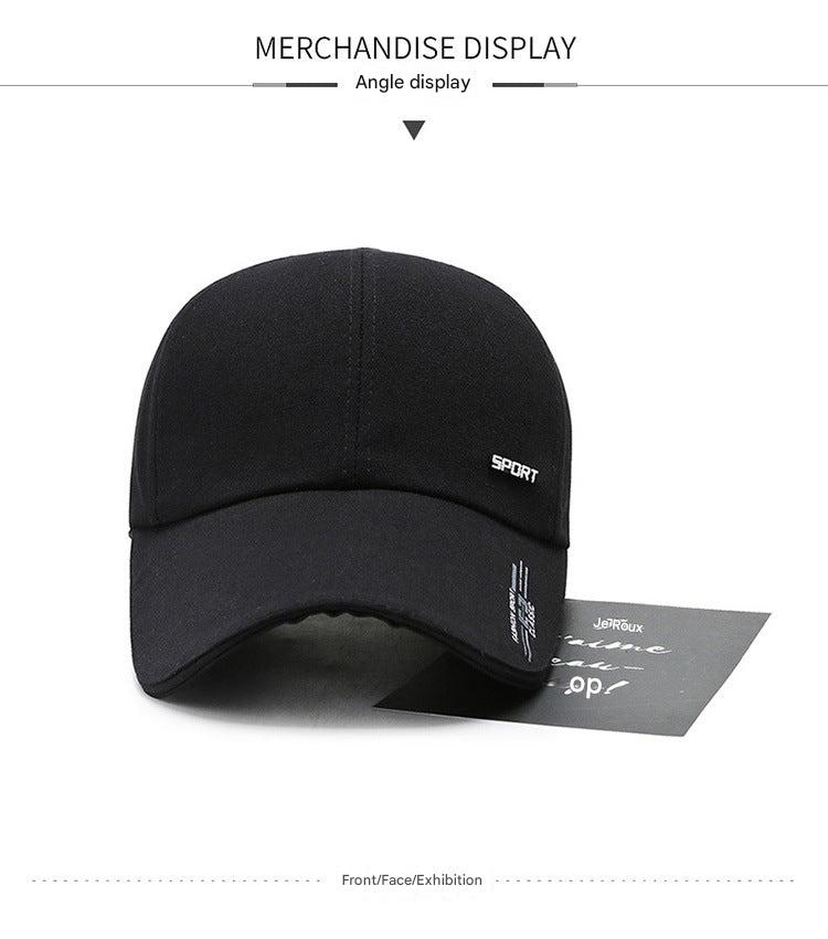 Men's baseball hat in black with extended brim