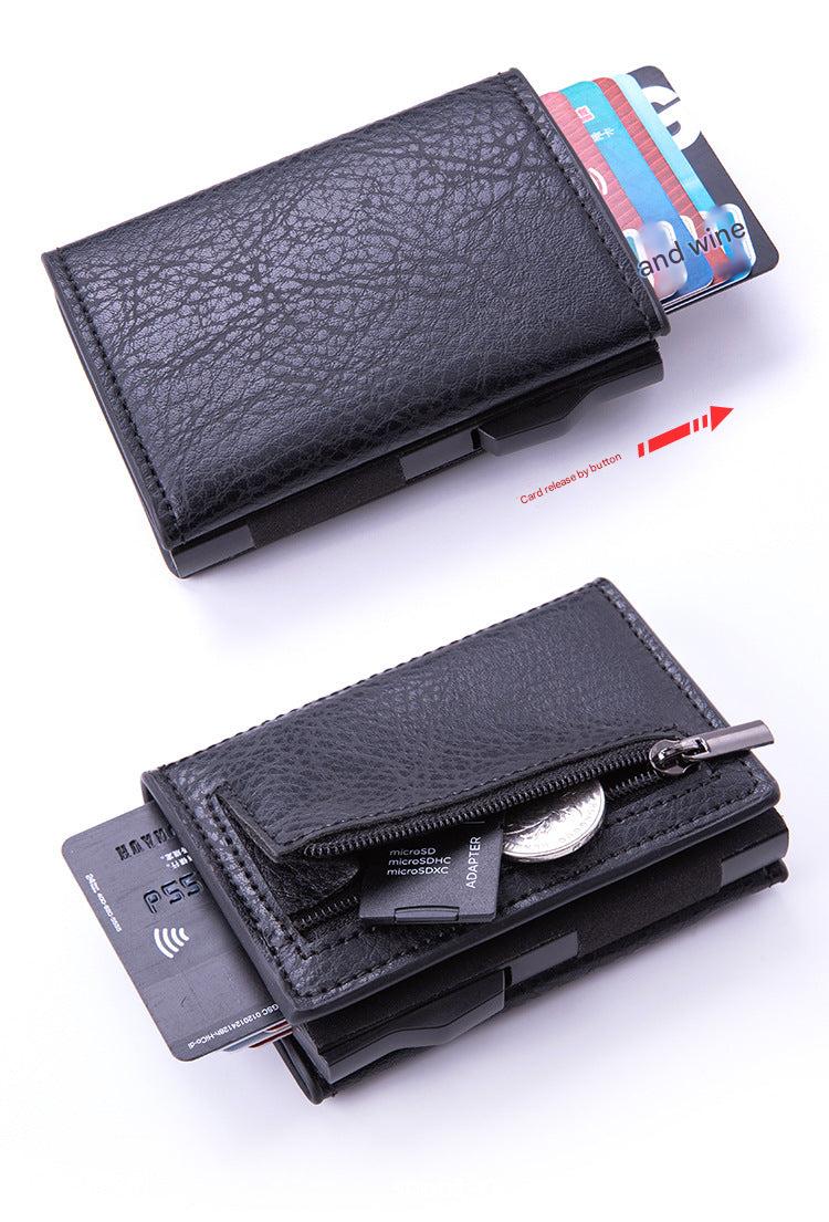 close-up of RFID wallet features