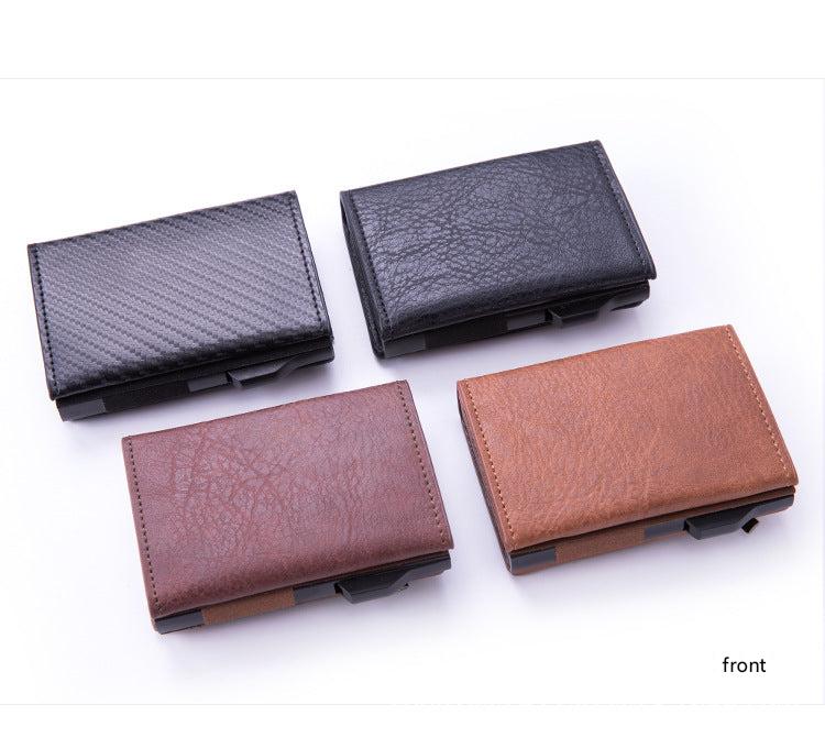 aluminium wallet profile view in hand