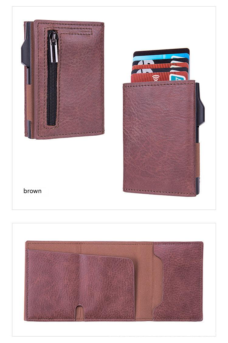 wallet in brown with cards inside