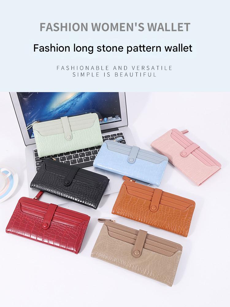 Vintage stone texture wallet in camel
