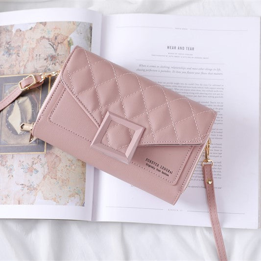 Stylish quilted mini shoulder bag in dark pink