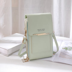 Light blue shoulder bag with zipper closure