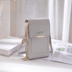 Trendy gray PU handbag with multiple pockets