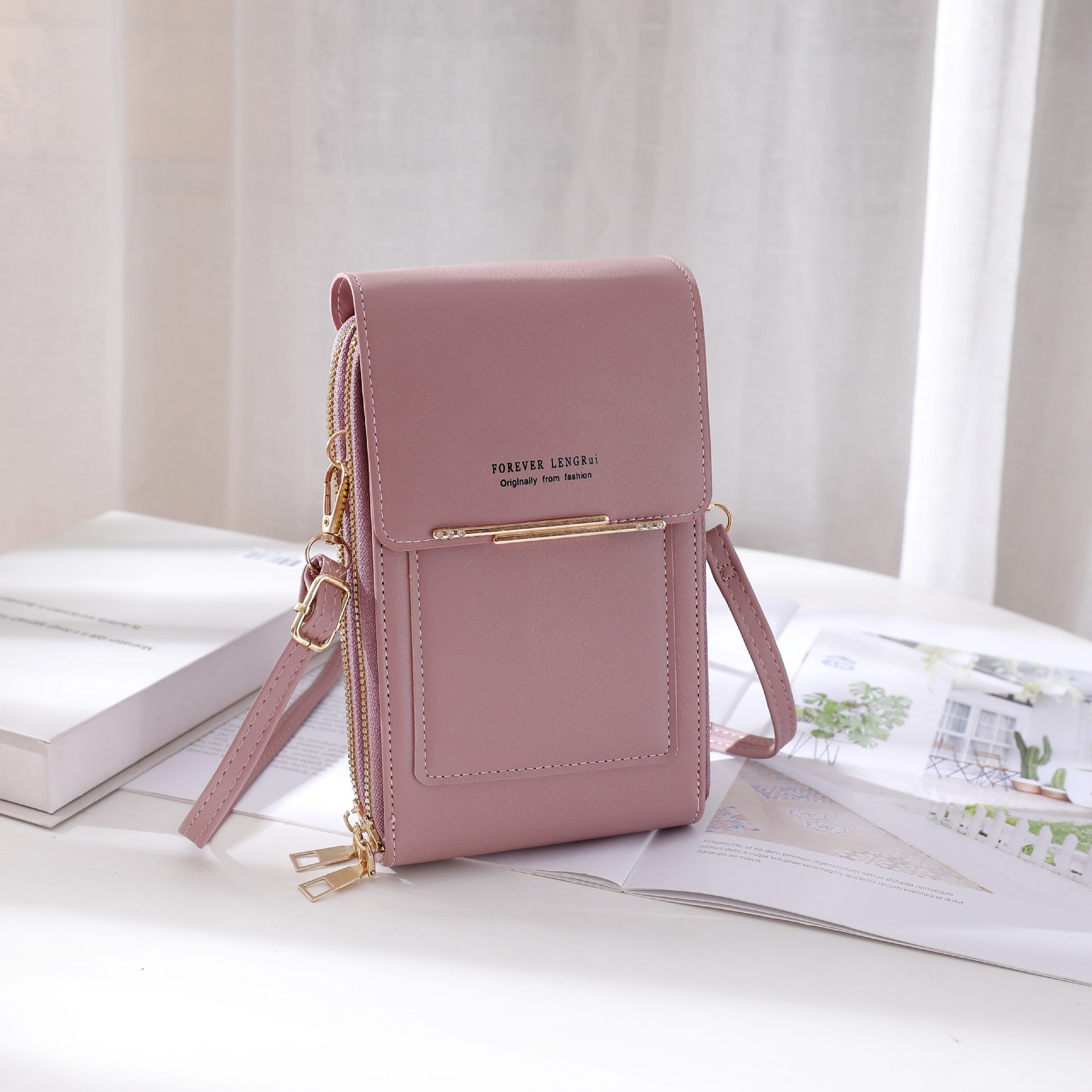 Colourful light pink multifunctional shoulder bag