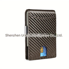 RFID-blocking carbon fiber wallet shown from front
