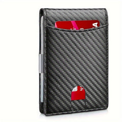 minimalist wallet in black carbon fiber material
