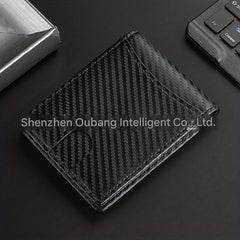 elegant men's carbon fiber wallet displayed