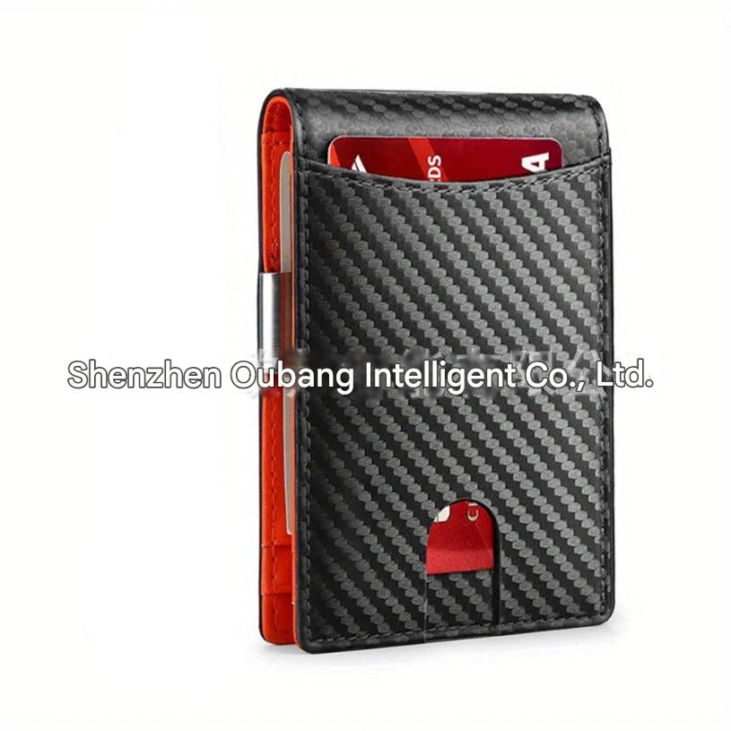 minimalist wallet in black carbon fiber material