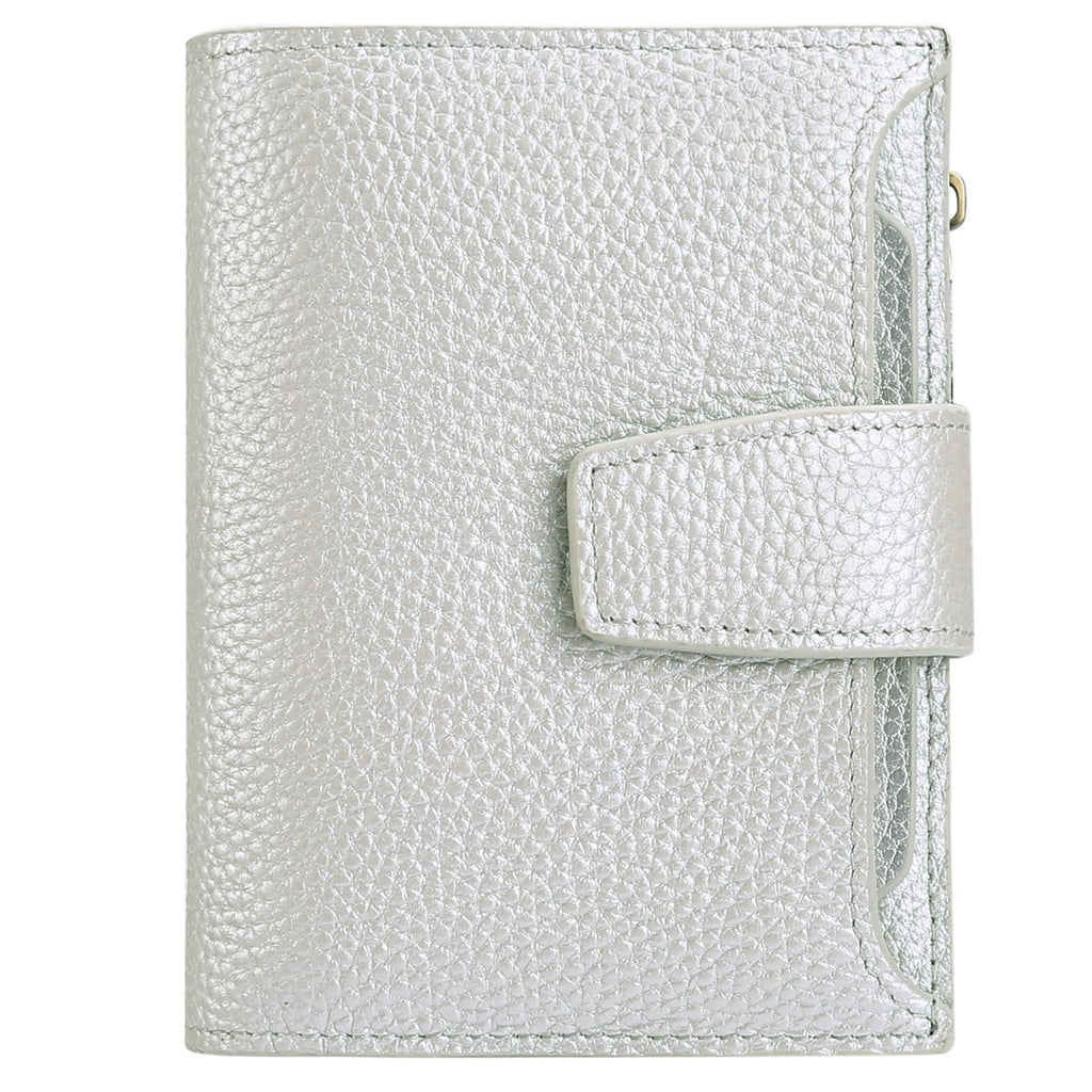 Caramel leather wallet showcased with a gift box