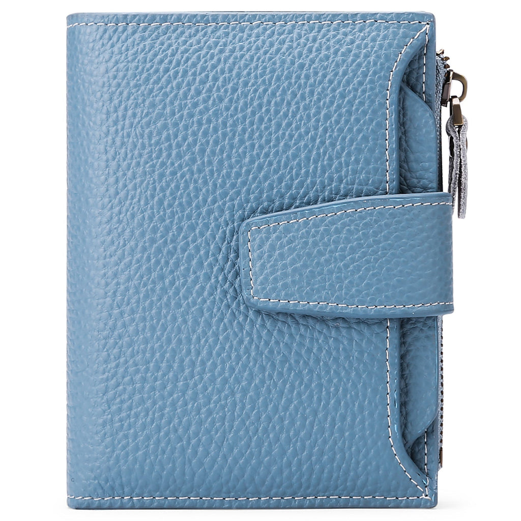 Caramel leather wallet showcased with a gift box