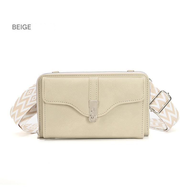 Front view of women's shoulder crossbody bag