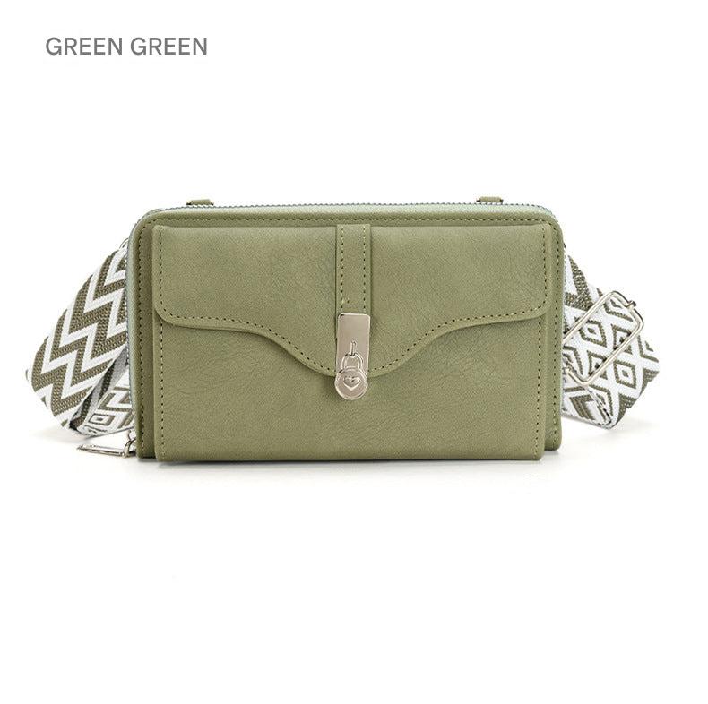 Front view of women's shoulder crossbody bag