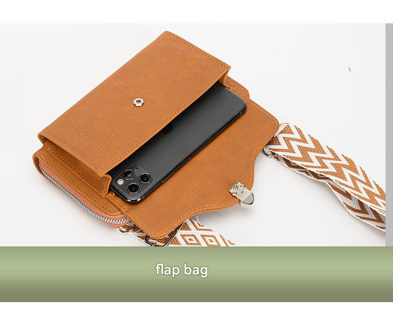 Brown women's crossbody bag with zipper pocket