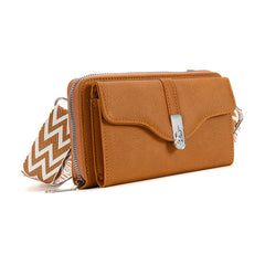 Brown women's crossbody bag with zipper pocket
