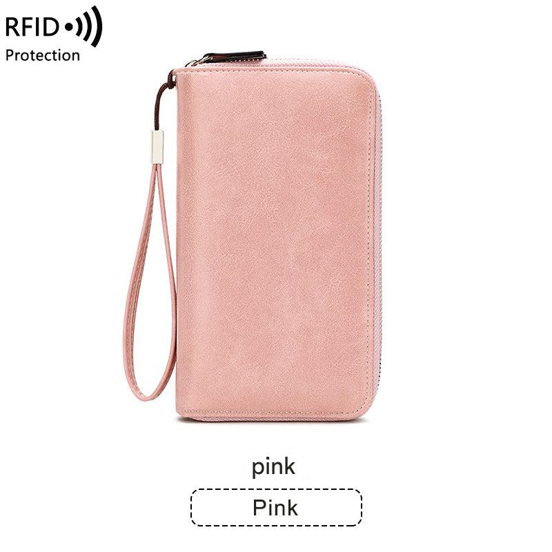 Close-up of RFID-blocking women's wallet front view