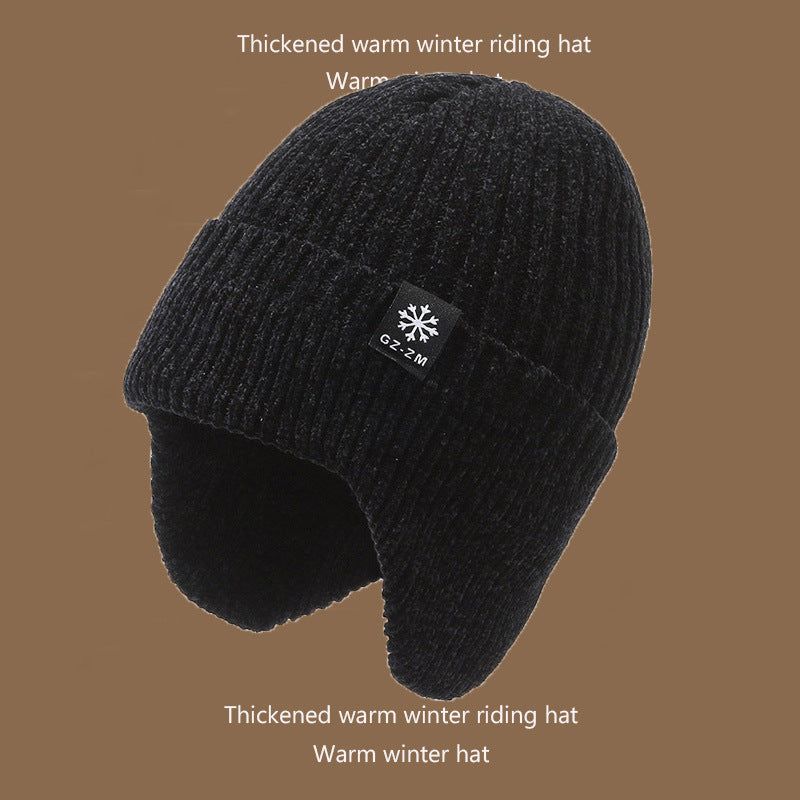 Thick warm beanie with ear protection for outdoor activities