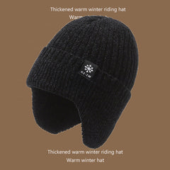 Thick warm beanie with ear protection for outdoor activities