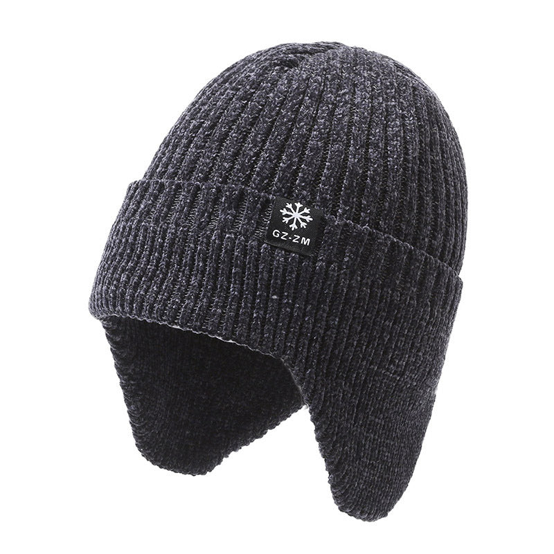 Soft chenille fabric winter hat for men