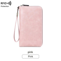 Wine red RFID-blocking wallet displayed elegantly