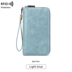 Stylish RFID-blocking women's wallet in brown colour