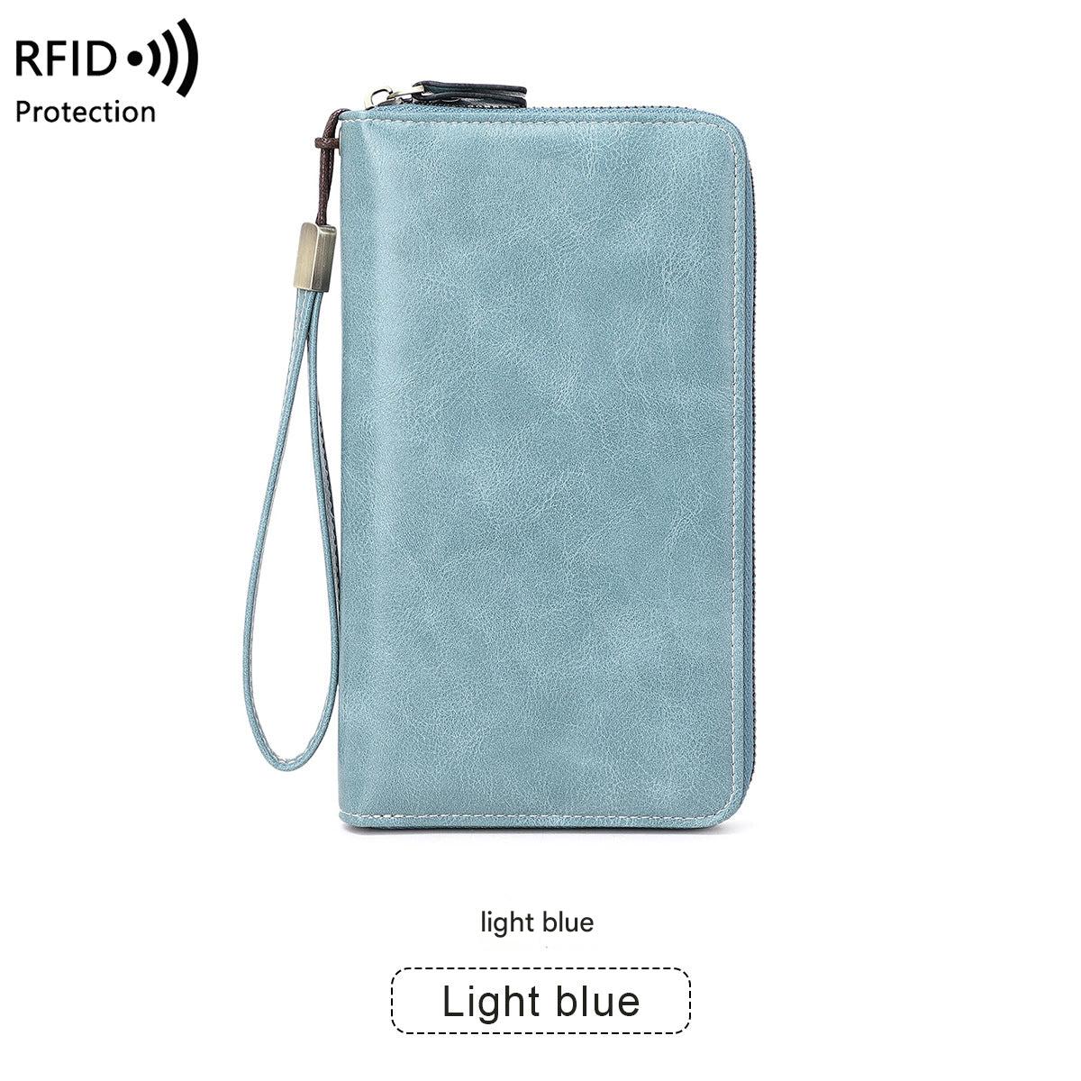 Stylish RFID-blocking women's wallet in brown colour