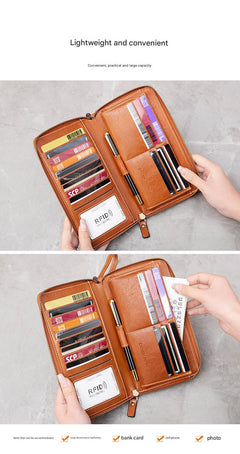 Spacious compartment of RFID-blocking wallet for women