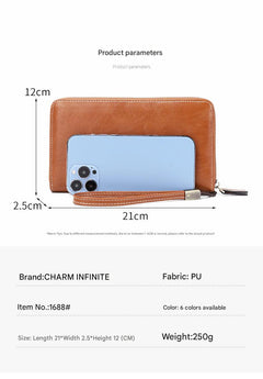 Large compartment of stylish RFID women's wallet