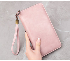 Spacious compartment of RFID-blocking wallet for women