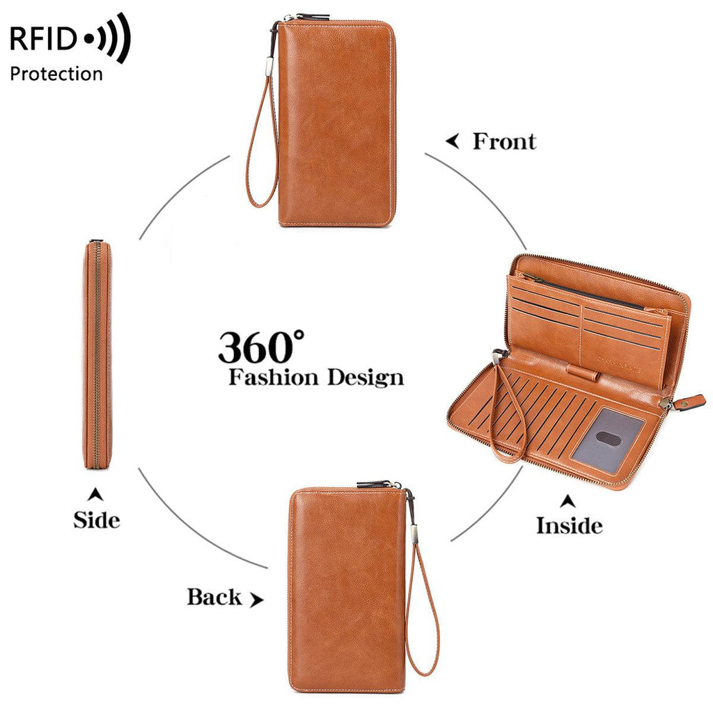 Vintage design RFID wallet for women in peacock blue
